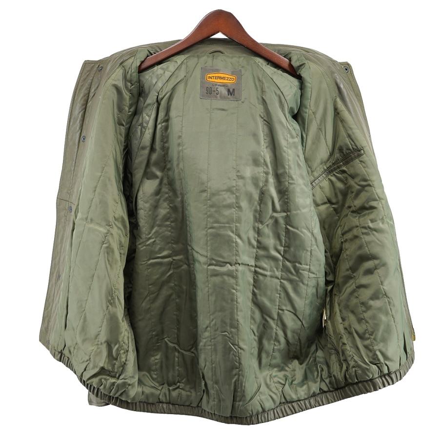 専用LLサイズ インターメッツォ レザージャケット グリーン 本革 極美品 薄手 INTERMEZZO インターメッツォ バイ ダーバン DURBAN Vintage Old