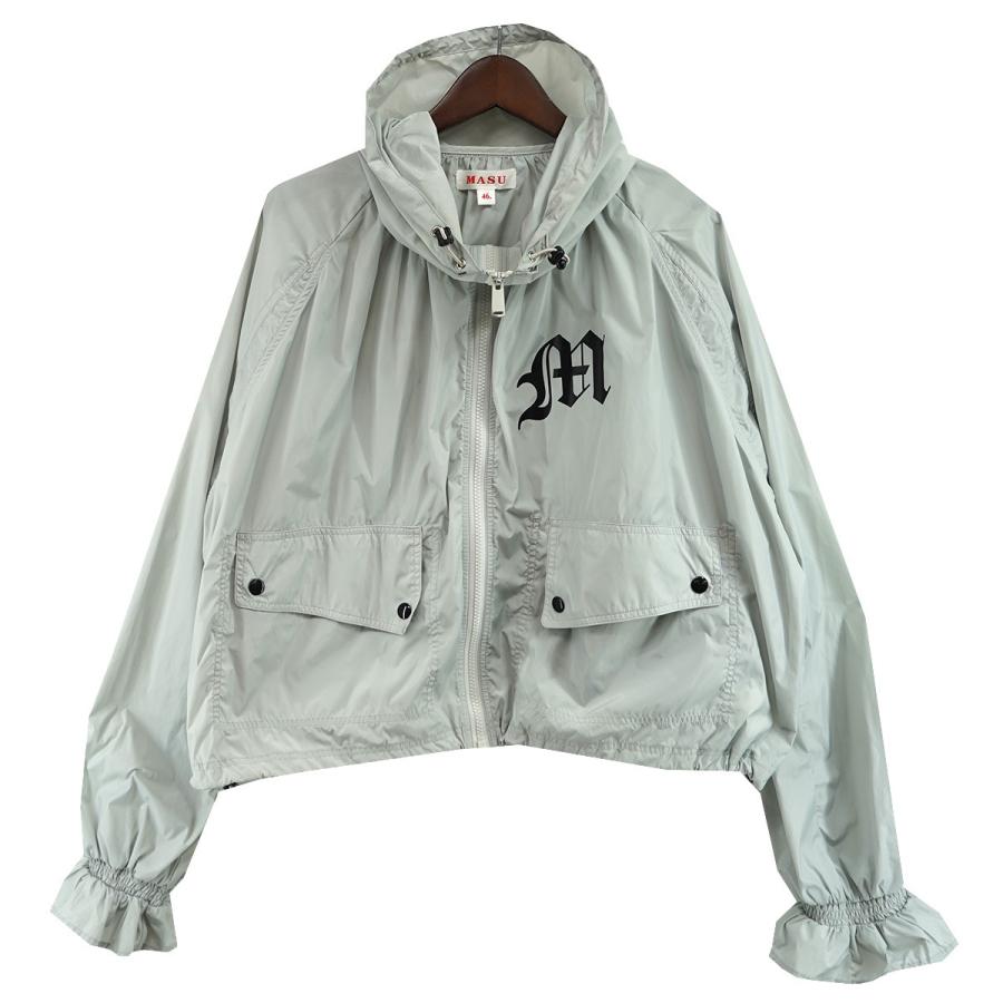 【MASU】23AW NYLON HOODED JACKET GLAY 46 値下げ】MASU 23AW NYLON HOODED JACKET Mロゴ ナイロン フード