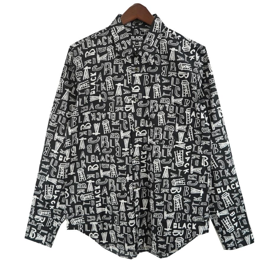 BLACK COMME des GARÇONS 総柄シャツ L BLACK COMME des GARCONS 【値下げ】BLACK 総柄 ロゴ シャツ ブラック