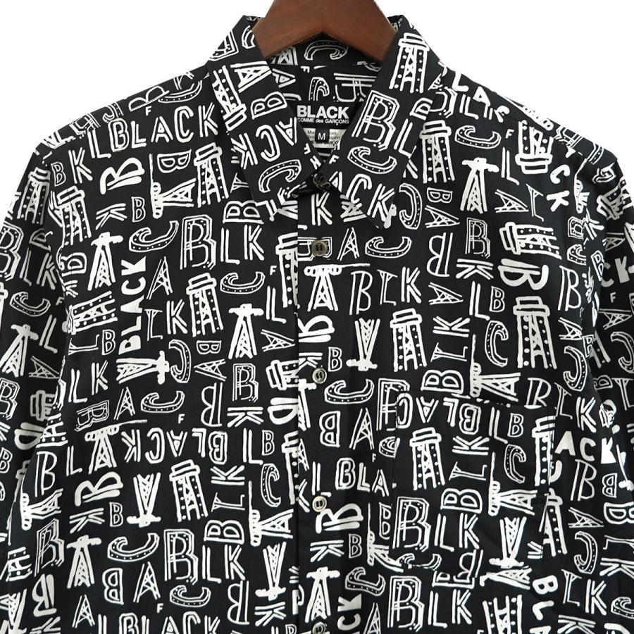 BLACK COMME des GARÇONS 総柄シャツ L BLACK COMME des GARCONS 【値下げ】BLACK 総柄 ロゴ シャツ ブラック