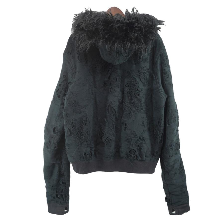 filth ファー付き ブラック サイズ1 フィルス FILTH 25AW DESTROY ZIP UP ／ BLK デストロイ ダメージ 加工