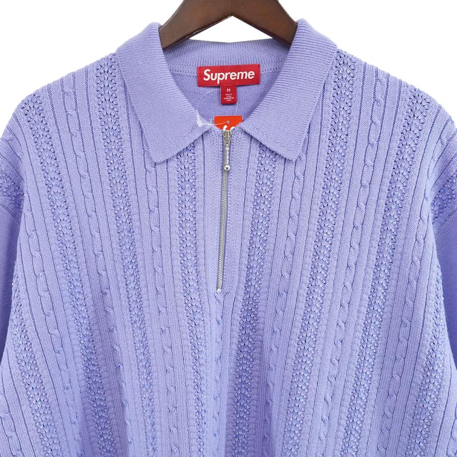 KITH ポロワンピース 半袖 ロゴ ストライプ ハーフジップ supreme