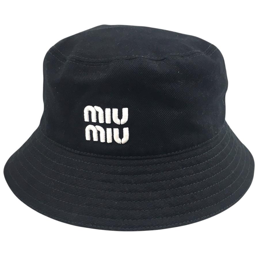 miu miu バケットハット 黒 Mサイズ miu miu（ミュウミュウ） 【値下げ】MIU MIU 23年 ドリル バケット