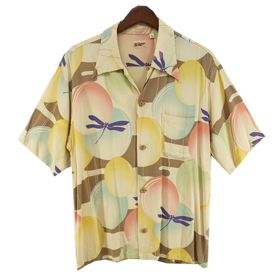 SUN SURF サンサーフ アロハシャツ 半袖 オープンカラー レーヨン 美品 SUN SURF 【値下げ】Sun Surf トンボ×風船 開襟 オープンカラー 半袖