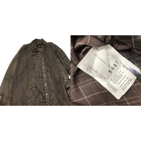 値下げ】sacai ネックリボン プリーツ シースルー チェック シャツ 