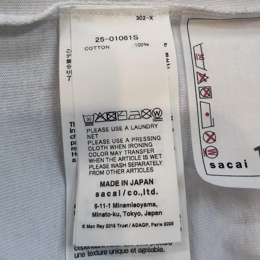 SACAI 25AW MAN RAY 涙 Tシャツ　サカイ　マンレイ　サイズ0 SACAI Tシャツ マン・レイ（Man Ray）プリント-黒-25AW| Sacai