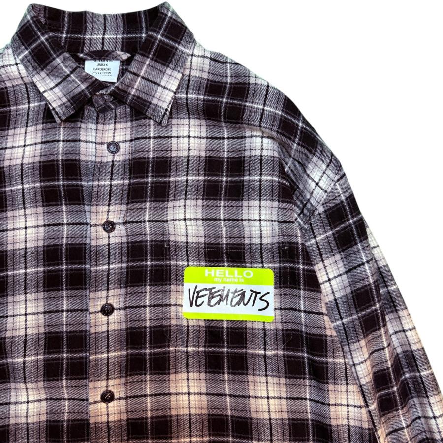 値下げ】VETEMENTS MY NAME IS VETEMENTS FLANNEL SHIRT ／フランネル