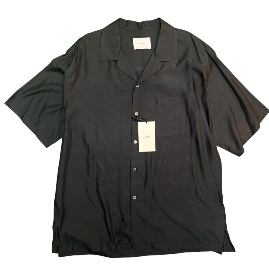 26ss★新品未使用★sssteinオープンカラーシャツ ブラック 半袖トップス シュタイン ssstein 26SS／ CUPRO TWILL OVERSIZED OPEN COLLAR SS