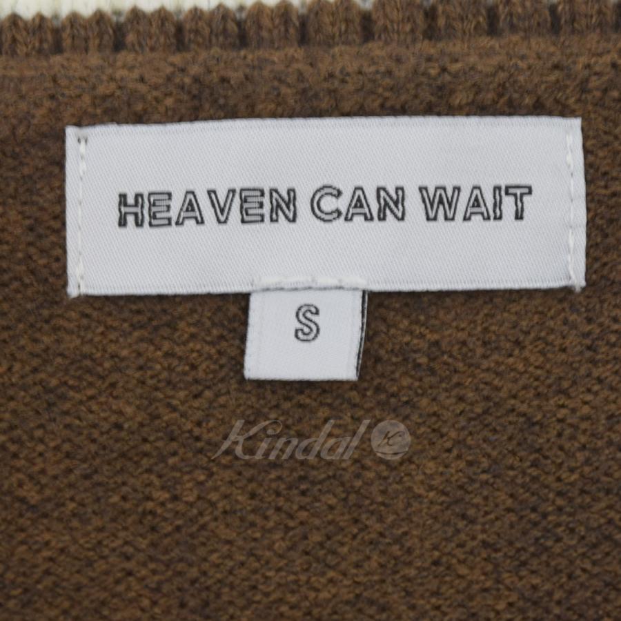 HEAVEN CAN WAIT sky fall vest スカル Vネック ニットベスト ブラウン 