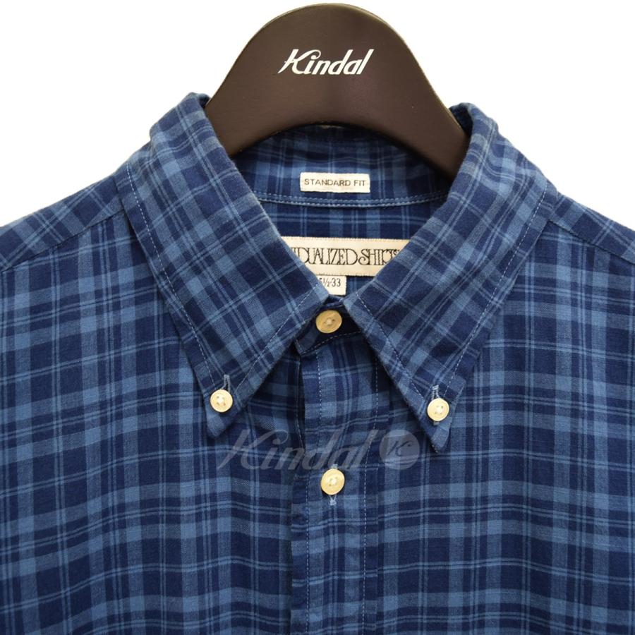 インディビジュアライズドシャツ INDIVIDUALIZED SHIRTS チェック ボタンダウンシャツ ブルー サイズ：15 1／2-33｜kindal｜03