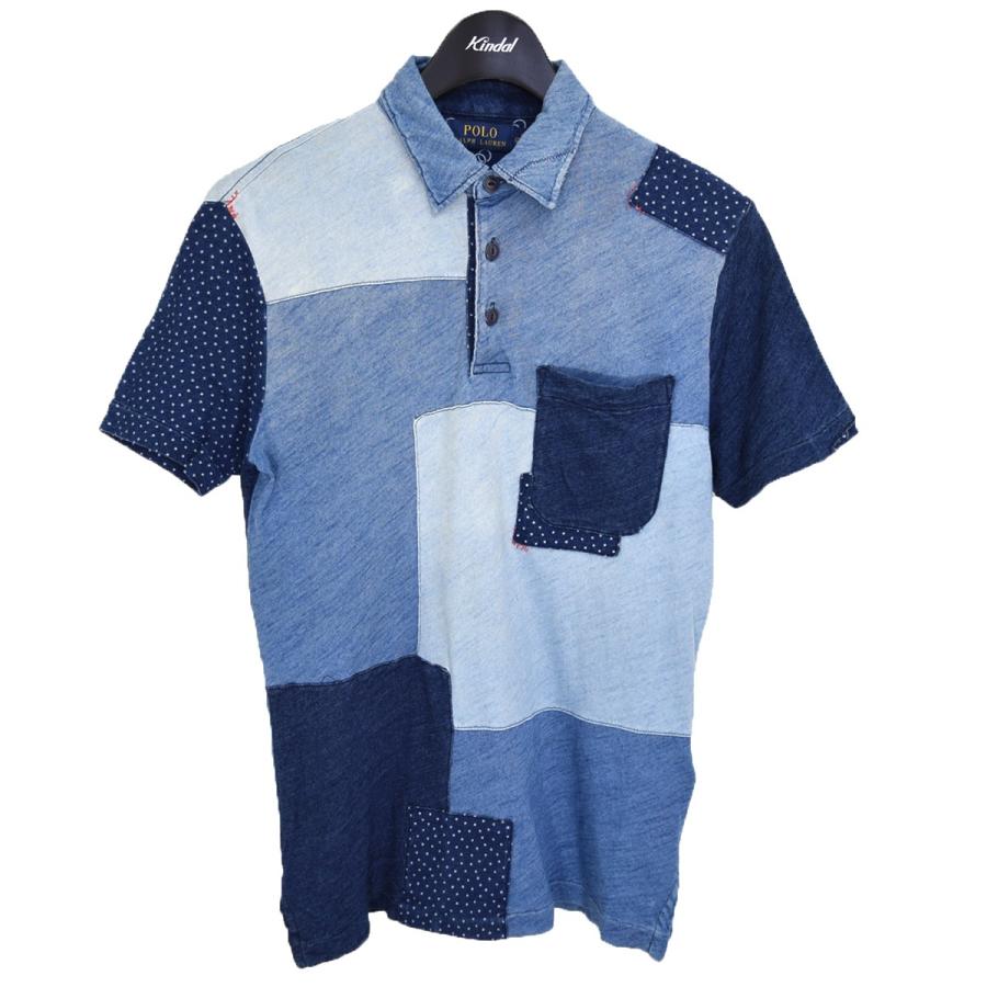 ポロバイラルフローレン　ヴィンテージ加工　インディゴ パッチワークシャツ XS POLO RALPH LAUREN（ポロ・ラルフローレン） インディゴパッチワーク