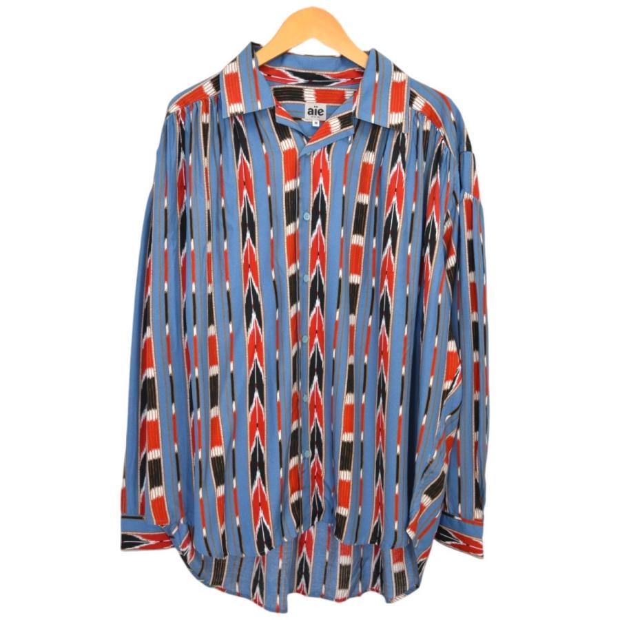 AiE エーアイイー Painter Shirt Rayon Lawn Stripe Printed 