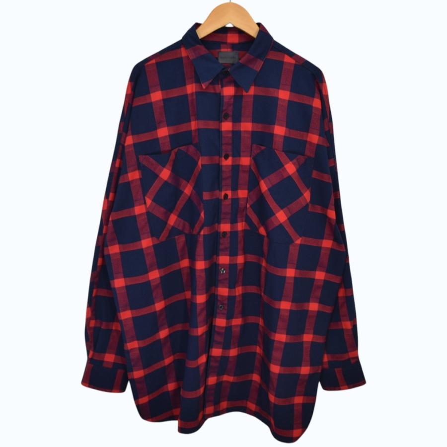 DANKE SCHON（ダンケシェーン） ワイドチェックシャツ レッド×ネイビー 