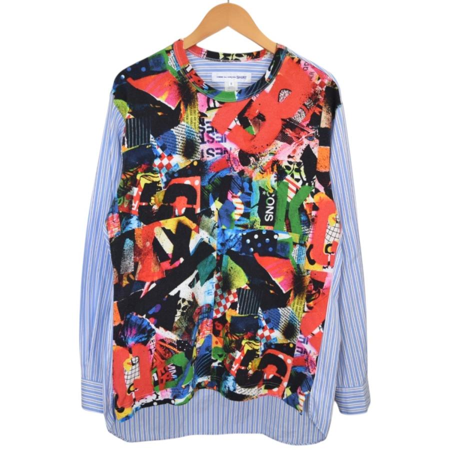 コムデギャルソンシャツ ストライプ 長袖シャツ ドッキング 切替 Sサイズ COMME des GARCONS SHIRT コムデギャルソンシャツ ドッキング