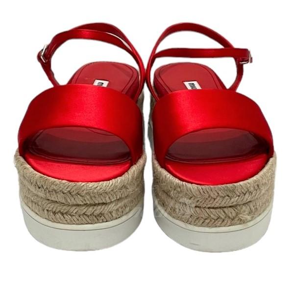 値下げ】miu miu サテンサンダル レッド サイズ：36 1／2 (恵比寿店 