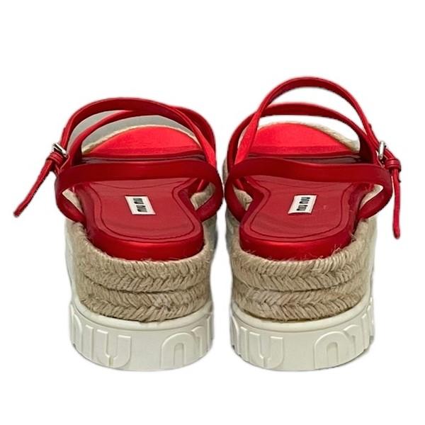 値下げ】miu miu サテンサンダル レッド サイズ：36 1／2 (恵比寿店 