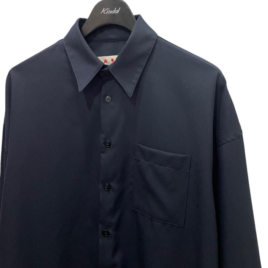 マルニ MARNI ウールトロピカルシャツ ネイビー サイズ：44  