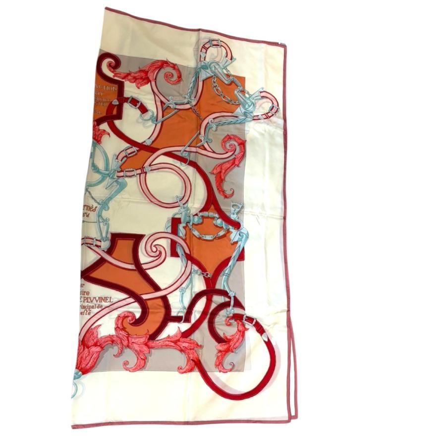 HERMES カレ スカーフ 140 パドック 現行モデル HERMES（エルメス） カレ140 帝王学 スカーフ ホワイトxレッド