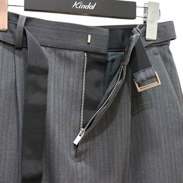 sacai（サカイ） sacai Stripe Doeskin Skirt 25-08120 グレーx