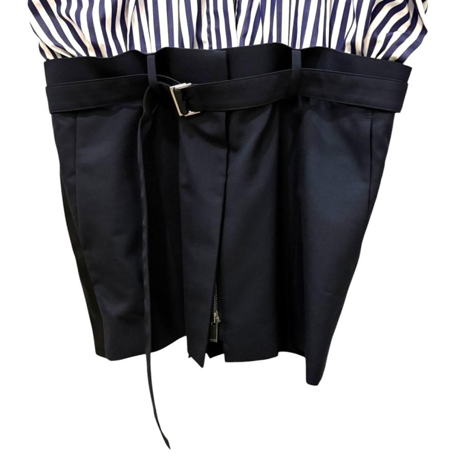 sacai（サカイ） ドッキングワンピース 23-06525 ネイビーxホワイト