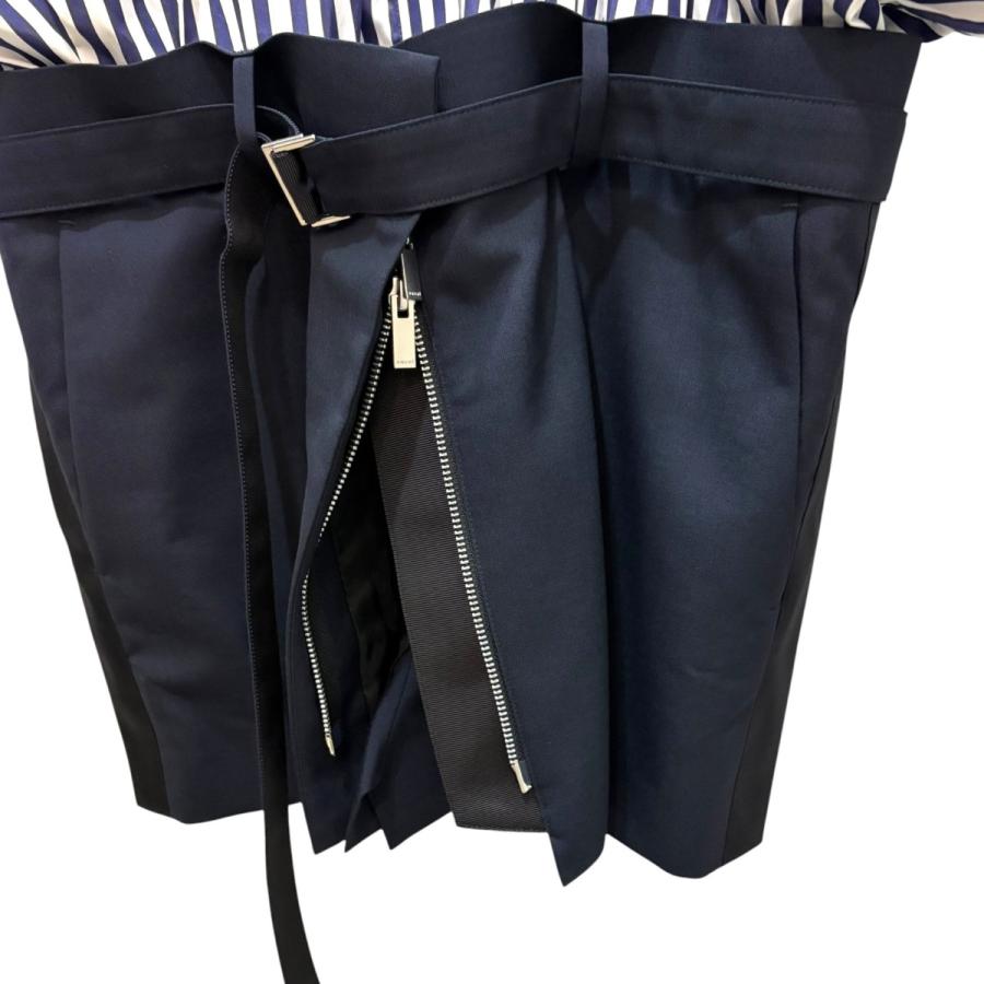 sacai（サカイ） ドッキングワンピース 23-06525 ネイビーxホワイト