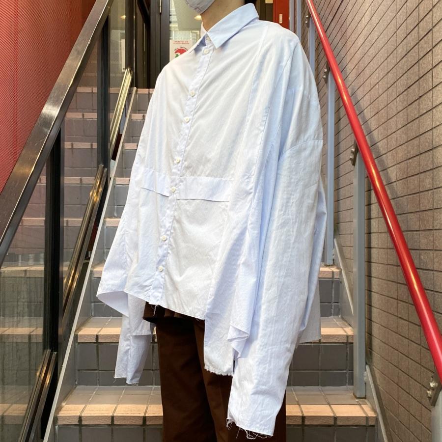 Camiel Fortgens ss 009 Dropped Shirtオーバーシルエットカットオフシャツ ブルー ホワイト サイズ M 下北沢 ブランド古着カインドオル 通販 Yahoo ショッピング