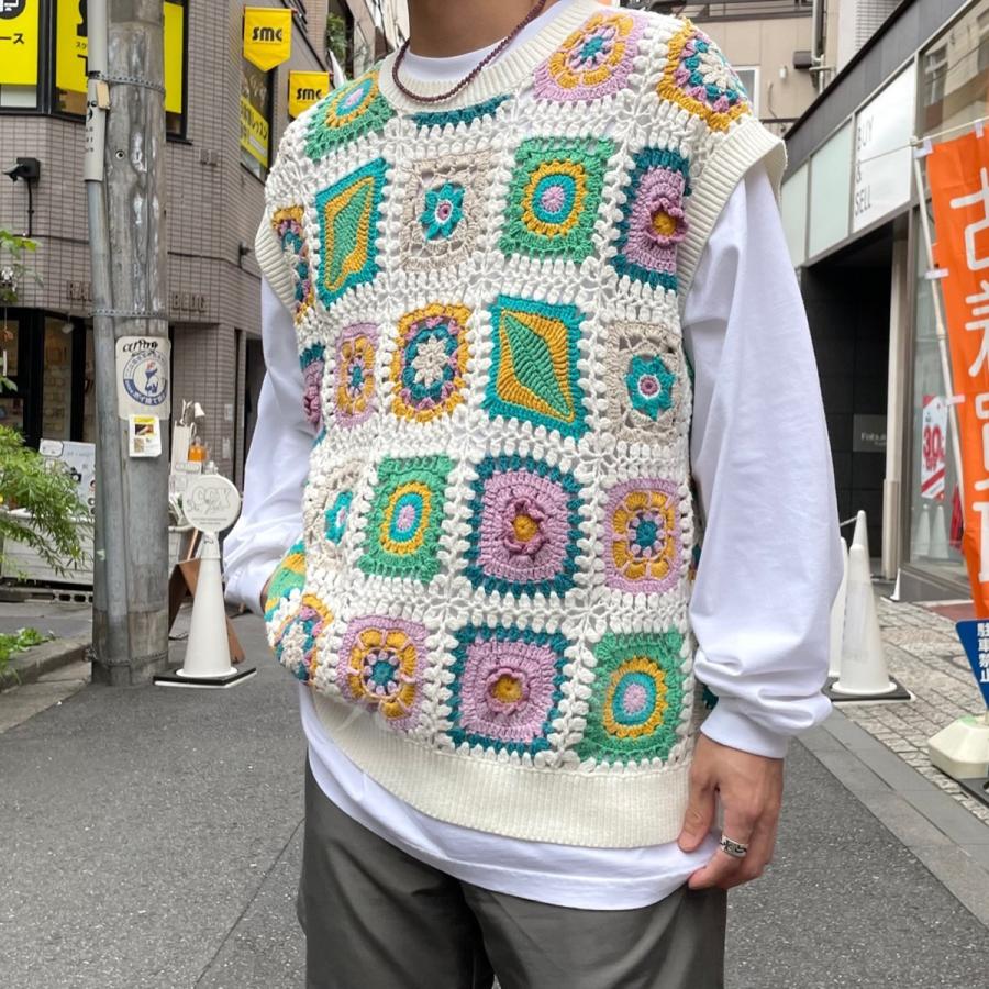 新品未使用】P.A.M パム 総柄 ハンドメイド ニット ベスト セーター