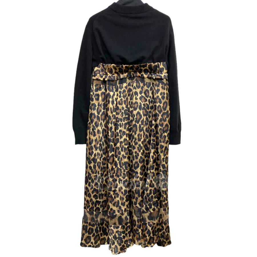 値下げ】sacai 22SSレオパードドッキングニットドレスワンピース  