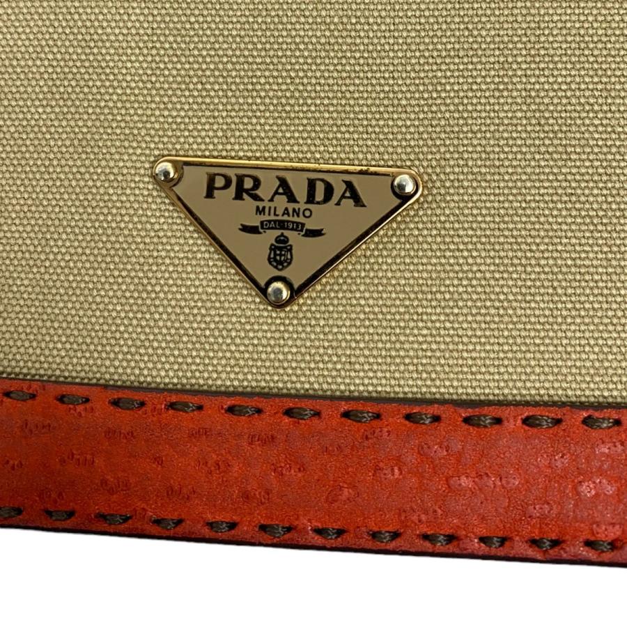 プラダ PRADA トライアングルロゴ三角プレート帆布ショルダーバッグカバン ベージュ サイズ：タテ21cm×ヨコ30cm×マチ4.5cm｜kindal｜03