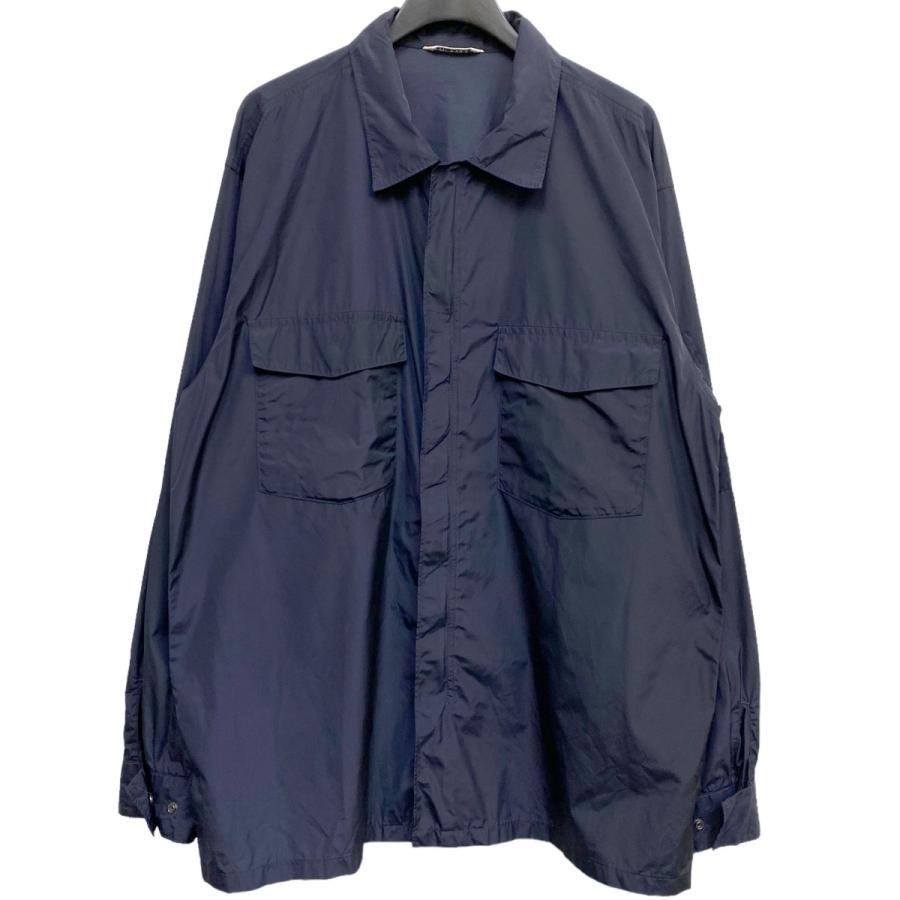 オーラリー AURALEE LIGHT NYLON ZIP SHIRTナイロンZIPシャツ ネイビー 