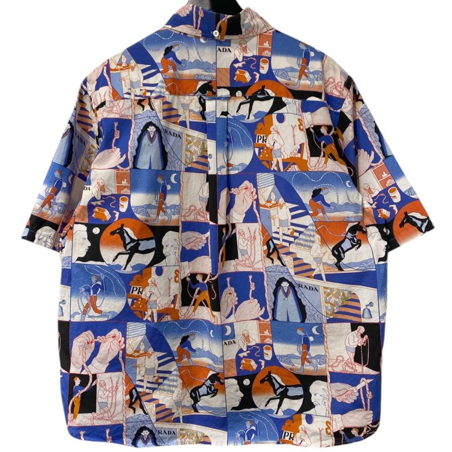 【レア】19ss Prada 半袖柄シャツ　ユニセックス可 PRADA（プラダ） PRADA 18SS Comic Rope Shirt総柄半袖シャツ ブルー