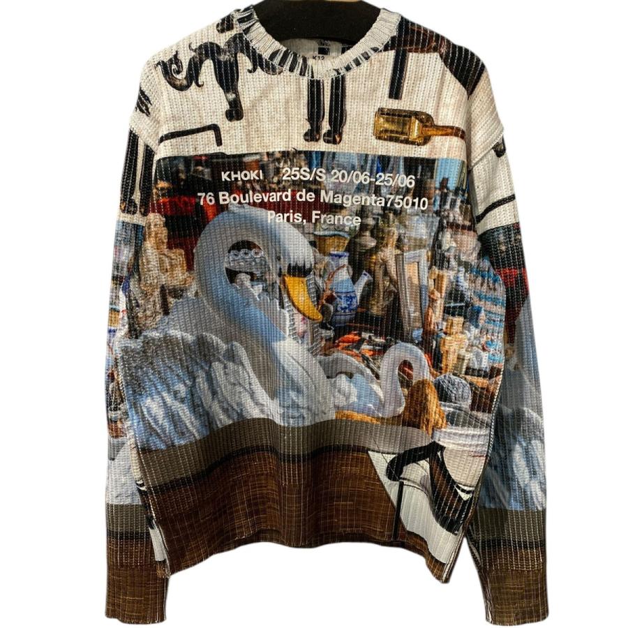 訳あり　25ss KHOKI プリントニット　サイズ2 コッキ KHOKI 25SS Collage printed knitカレッジプリントニット