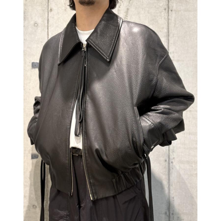 ヌルス NULLUS 25AW Tie a Knot G．O．A．T JacketレザーZIPジャケット ブラック サイズ：2の画像