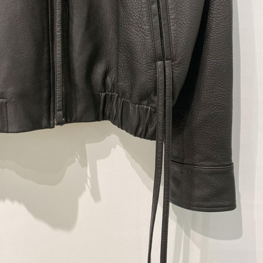 ヌルス NULLUS 25AW Tie a Knot G．O．A．T JacketレザーZIPジャケット ブラック サイズ：2の画像