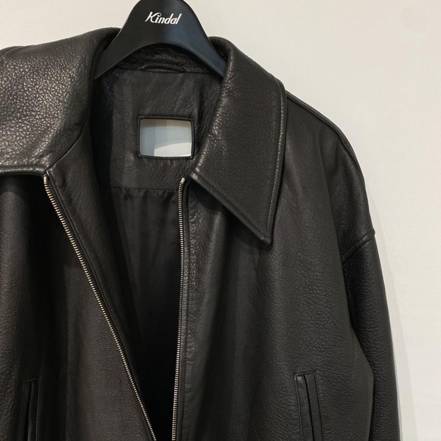 ヌルス NULLUS 25AW Tie a Knot G．O．A．T JacketレザーZIPジャケット ブラック サイズ：2の画像