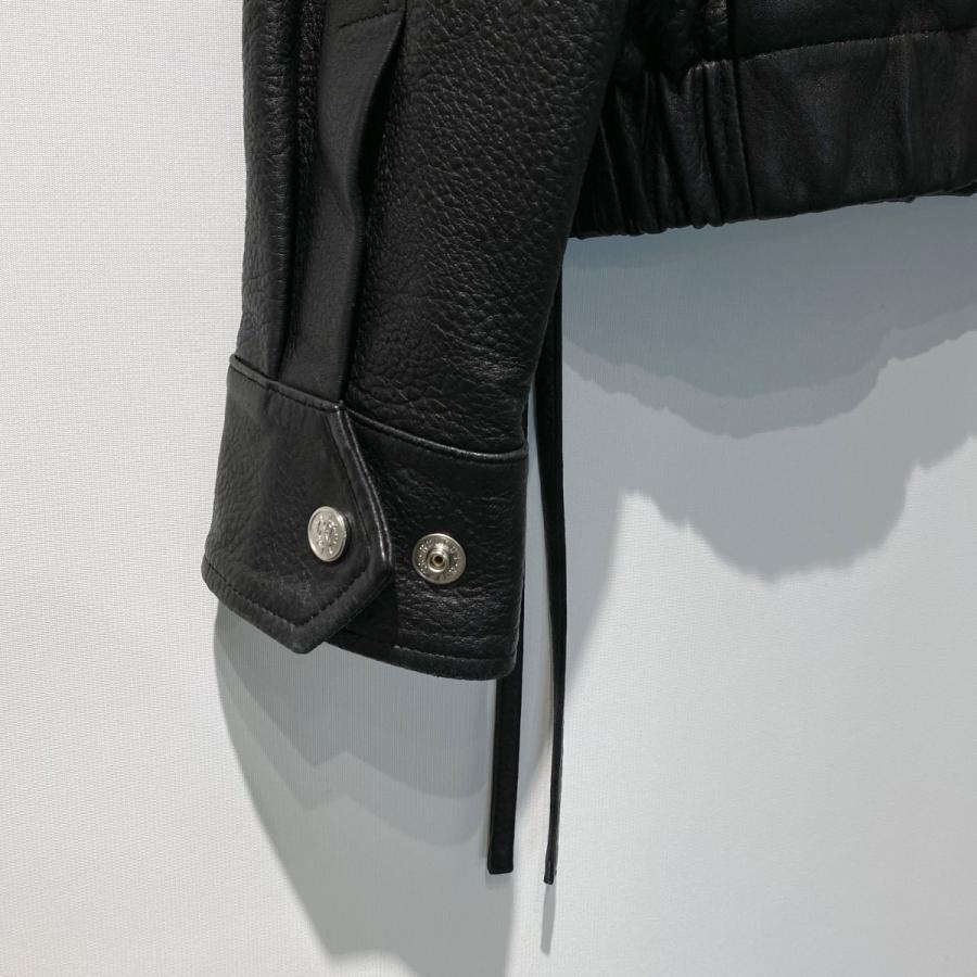 ヌルス NULLUS 25AW Tie a Knot G．O．A．T JacketレザーZIPジャケット ブラック サイズ：2の画像