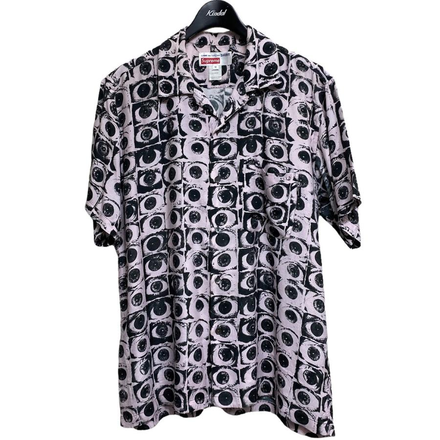 SUPREME×COMME des GARCONS SHIRT 2017SS Eyes Rayon Shirt ピンク 