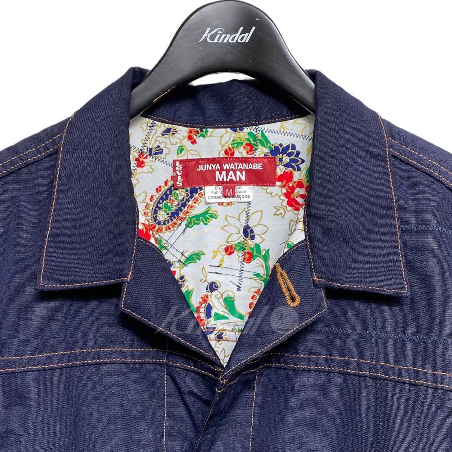 JUNYA WATANABE MAN テーラードジャケット S 白x青(総柄) 【古着  