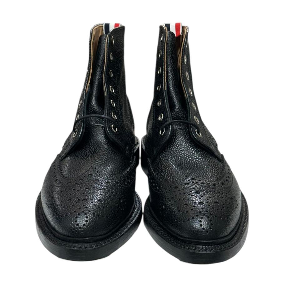 THOM BROWNE（トム ブラウン） レザーウィングチップブーツ ブラック