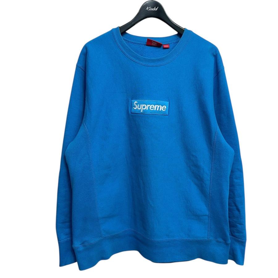 SUPREME シュプリーム 18AW Box Logo Crewneck Bright  ボックスロゴ刺繍 クルーネック スウェットトレーナー ブルー Supreme（シュプリーム） Supreme Box Logo Crewneck Bright Royal