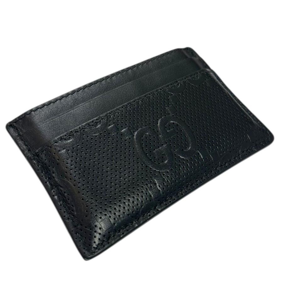 GUCCI（グッチ） GUCCI GGエンボスレザーカードケース ブラック