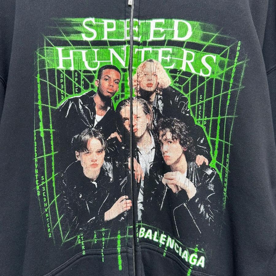 バレンシアガ BALENCIAGA SPEED HUNTERS ZIP UP HOODIE ジップアッププリントフーディー 559100 ブラック サ_3