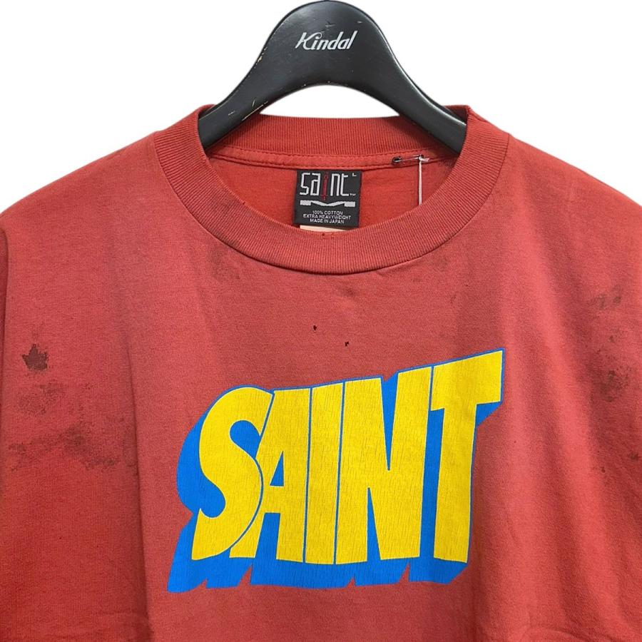 セントマイケル SAINT MICHAEL 25AW SS TEE／SAINT エイジング加工ロゴ