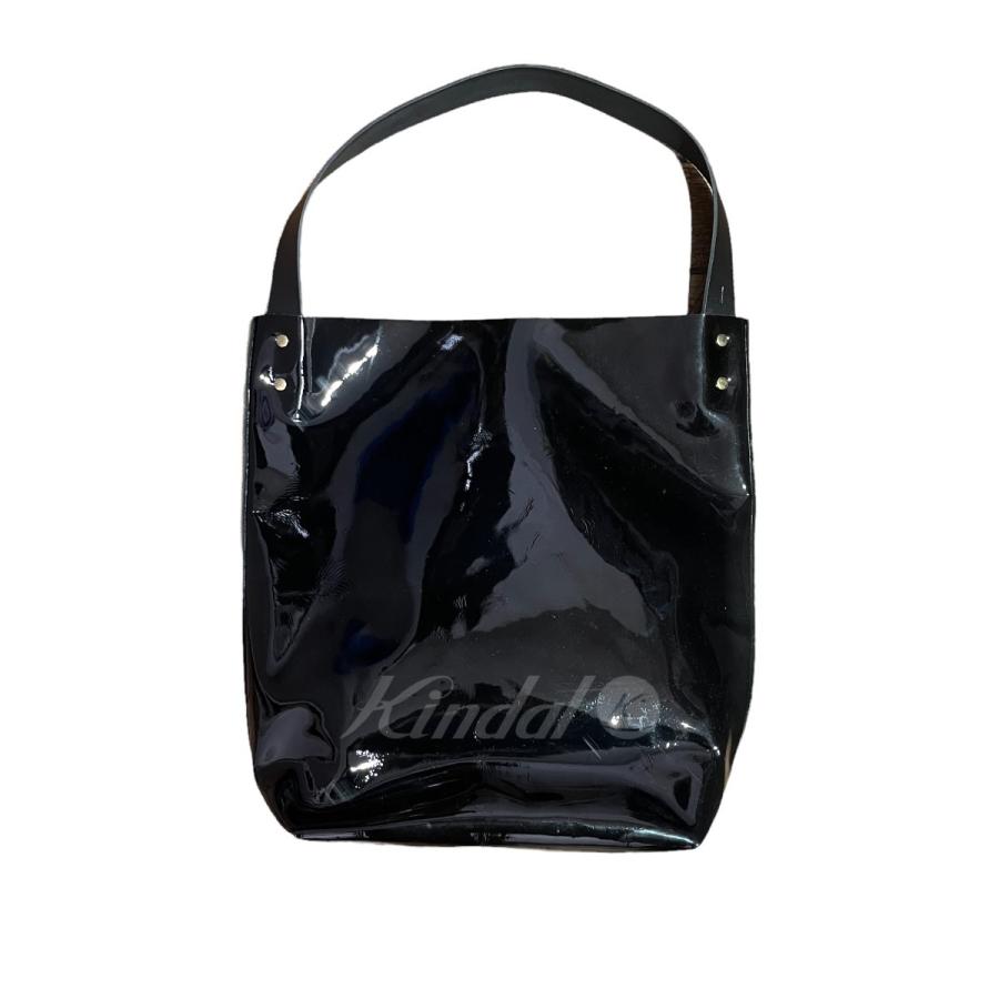 TEMBEA レザートートバッグ エナメル ブラック 牛革