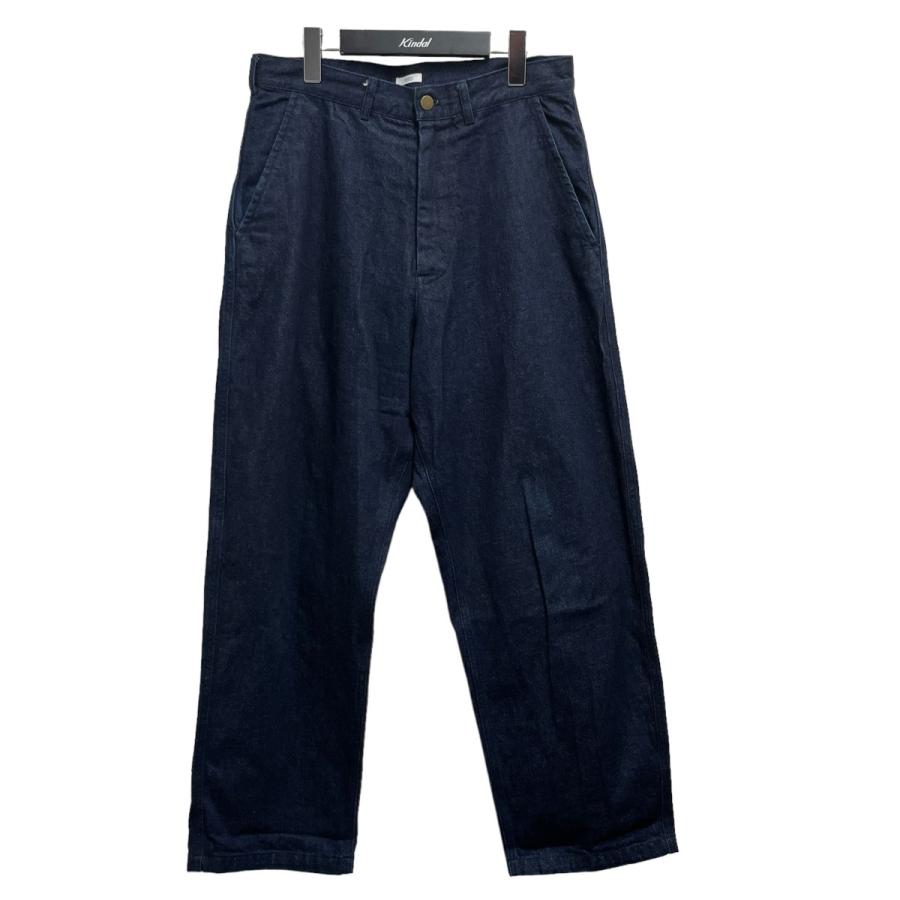 値下げ】19SO loveyouレザーパッチワイドパンツ インディゴ サイズ：M