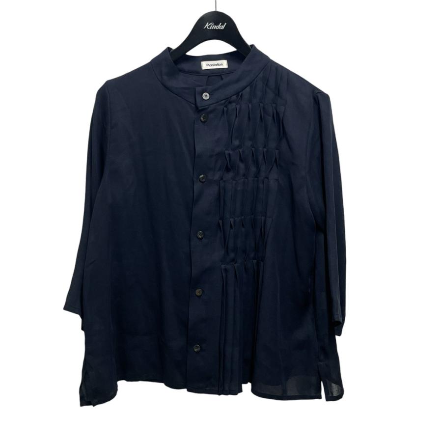 Plantation プランテーション シャツ 九分袖 ネイビー系 花柄 M Plantation プランテーション シャツ 九分袖 ネイビー系 花柄 M