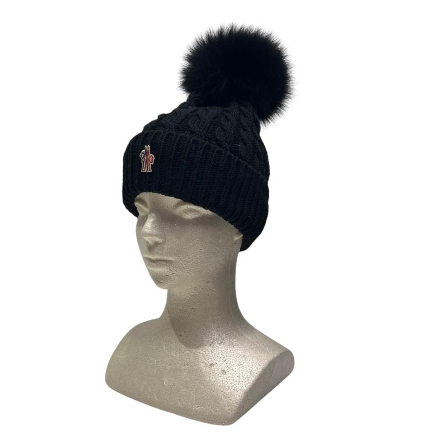 超美品　MONCLER モンクレール　ブルーフォックス毛皮付きニット帽　国内正規 超美品 MONCLER モンクレール ブルーフォックス毛皮付きニット帽 国内