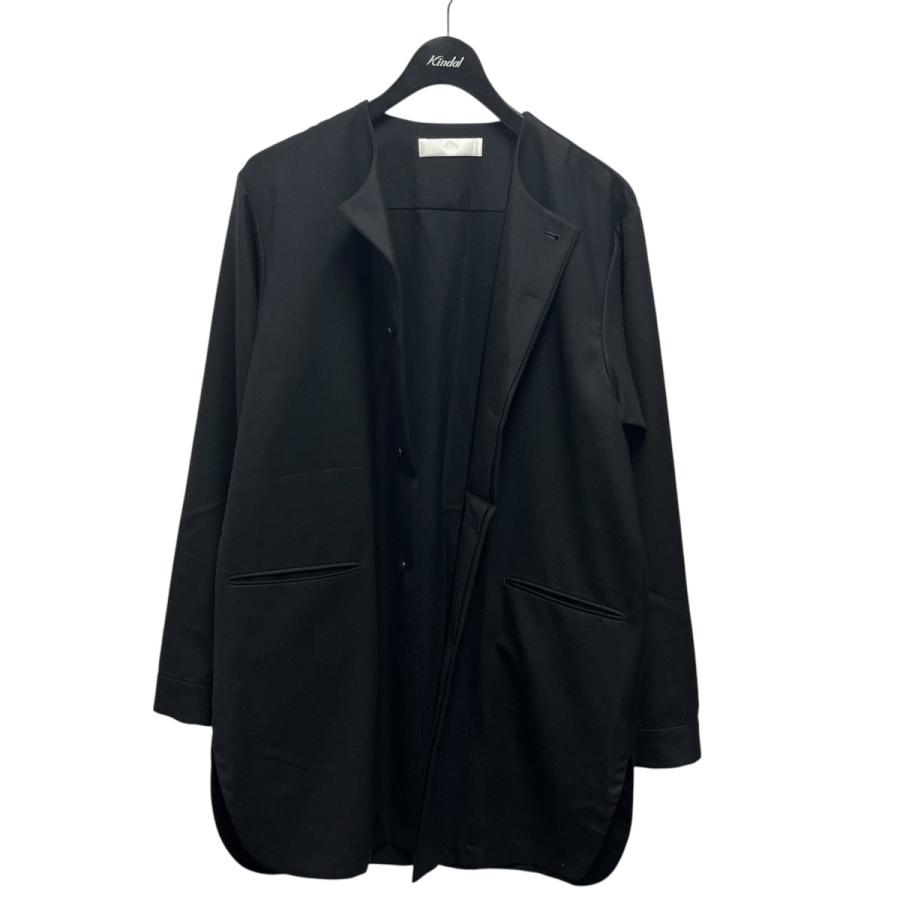 ETHOSENS エトセンス ウール ダブルフロントパネル ロングコート 黒 ETHOSENS エトセンス ウール ダブルフロントパネル ロングコート 黒