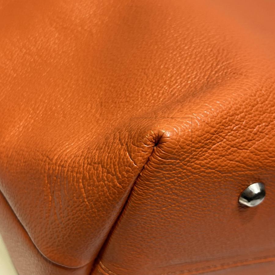 バーニーズニューヨーク BARNEYS NEWYORK レザートートバッグ オレンジ