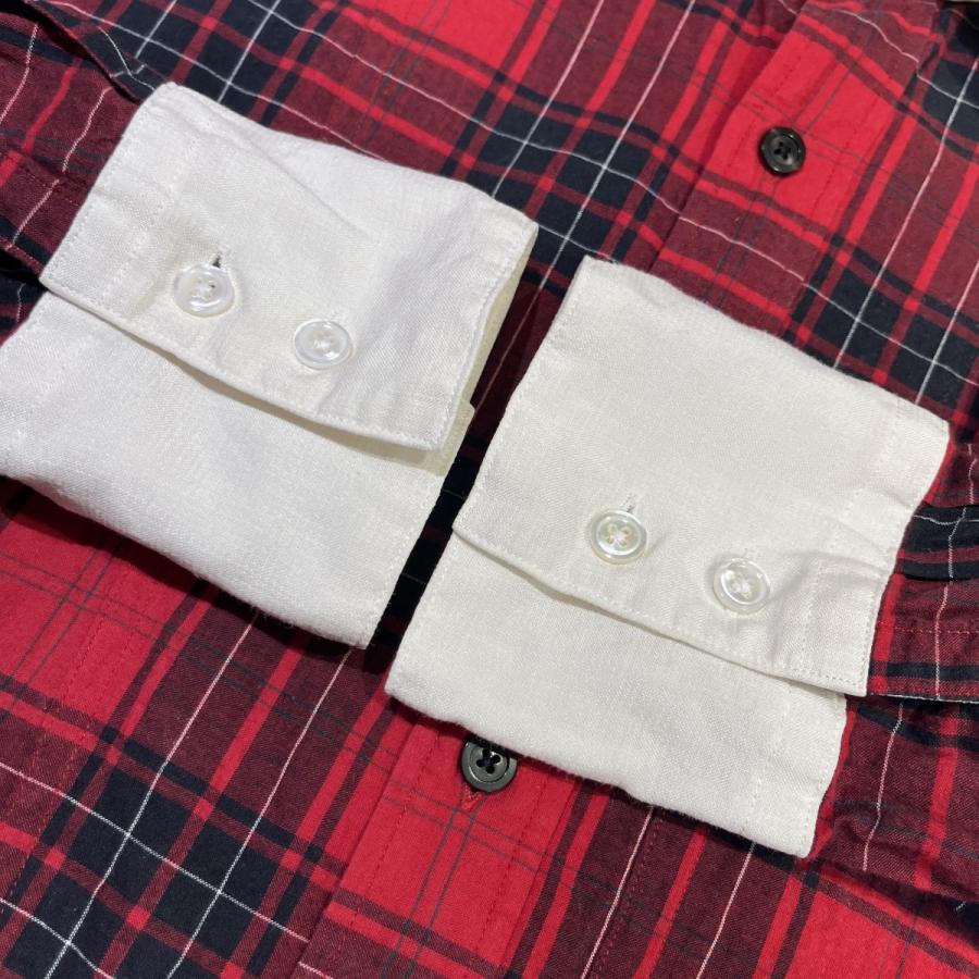 エンソウ ensou チェックキリカエシャツ レッド サイズ：M